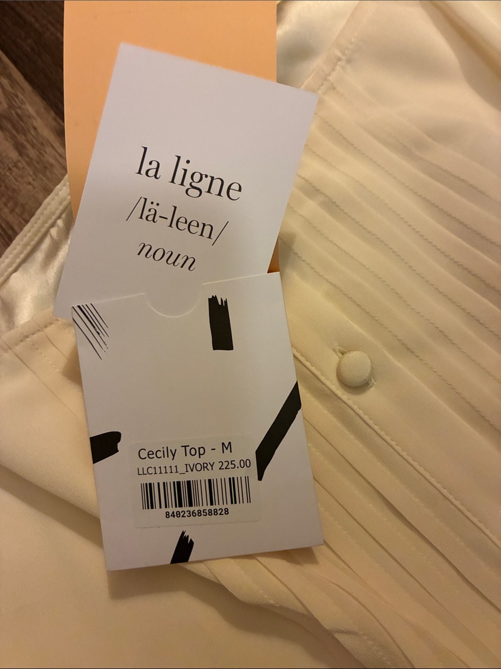 La Ligne Cream Pleated Silk Camisole with Covered Buttons- GORGEOUS- NWT - Picture 3 of 16